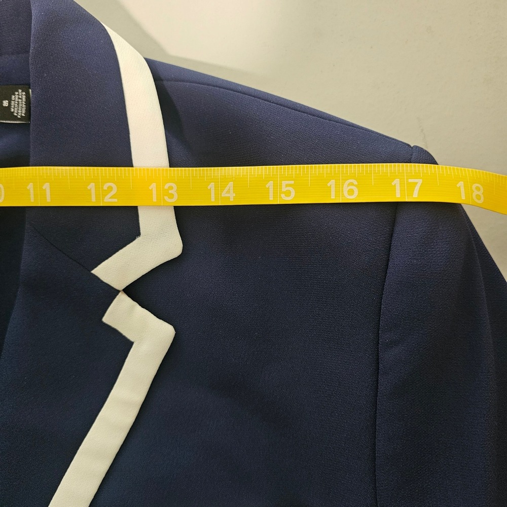 Lauren Ralph Lauren Georgette Blazer Women 16 Navy Blue Crest Trim Nautical - Picture 5 of 9